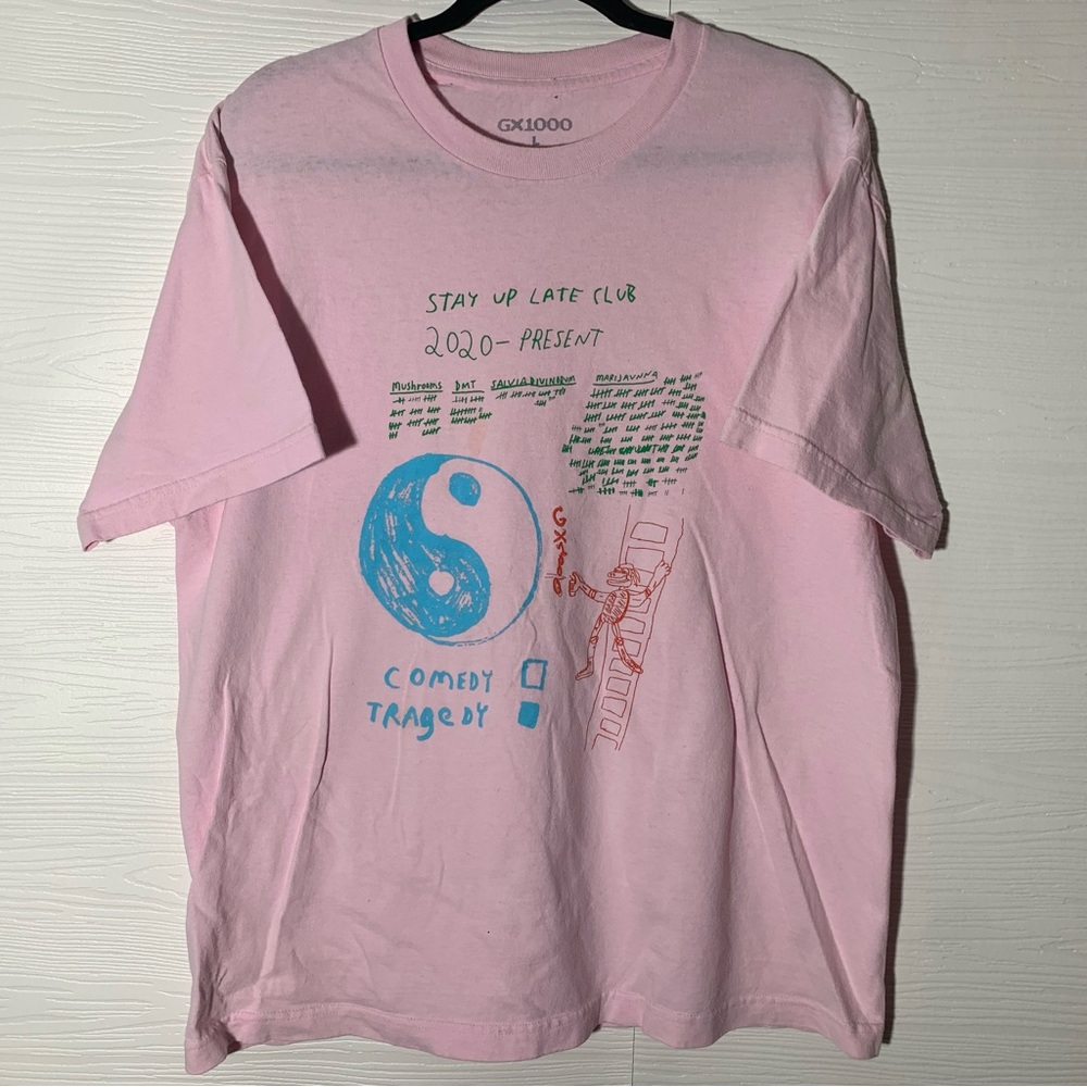 💚 GX1000 streetwear Stay Up Late Club Tee L Yin Yang Skeleton Comedy Tragedy